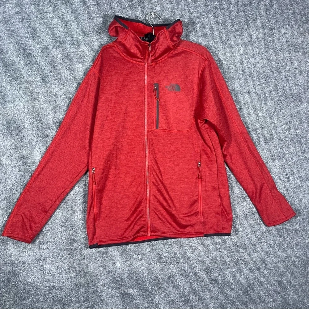 The North Face Men’s Large Heather Red Full Zip Hooded Sweater Active Jacket‎